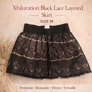 Xhilaration Black Lace Mini Skirt – Size M – Y2K Goth Coquette
